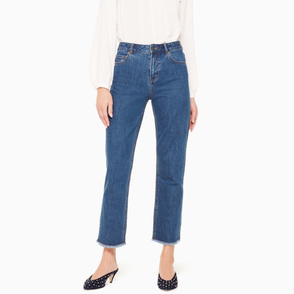 Kate Spade Broome Street Straight Leg Raw Hem Crop Jeans Size 32 Vintage NWT